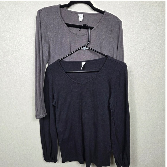 kate quinn Tops - Kate Quinn Organic Cotton Pointelle Tops Bundle S M Gray Black Long Sleeve